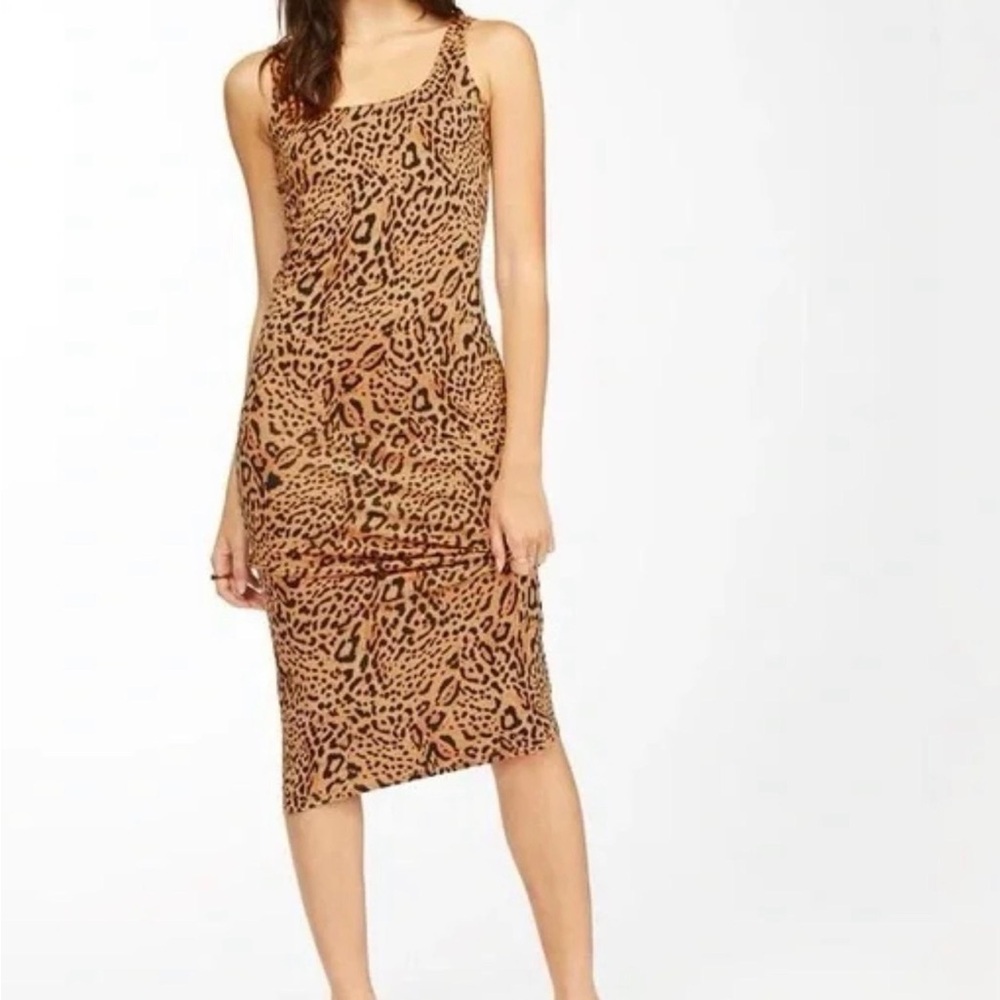 Billabong Brown and Black Animal Print Midi Dress | Wedding guest